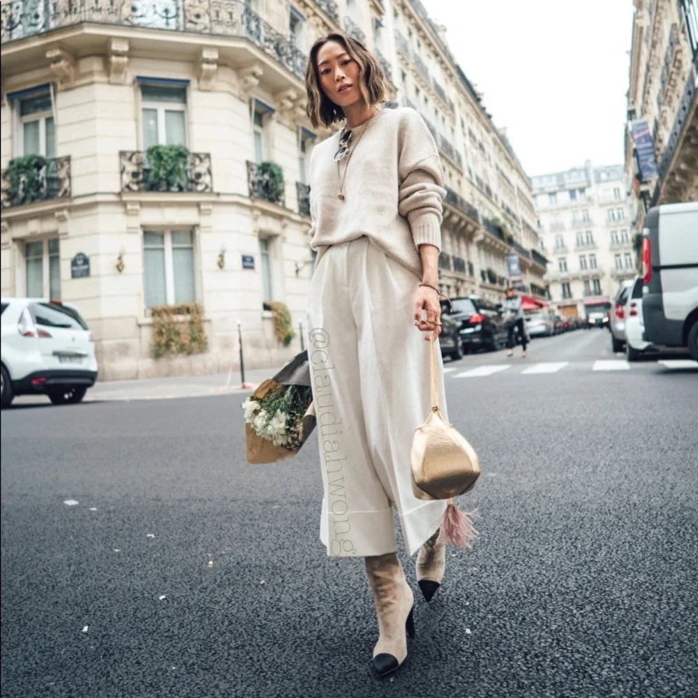 TIBI Anson Cuffed Nerd Wide Leg Pants in Ivory White - Picture 11 of 11